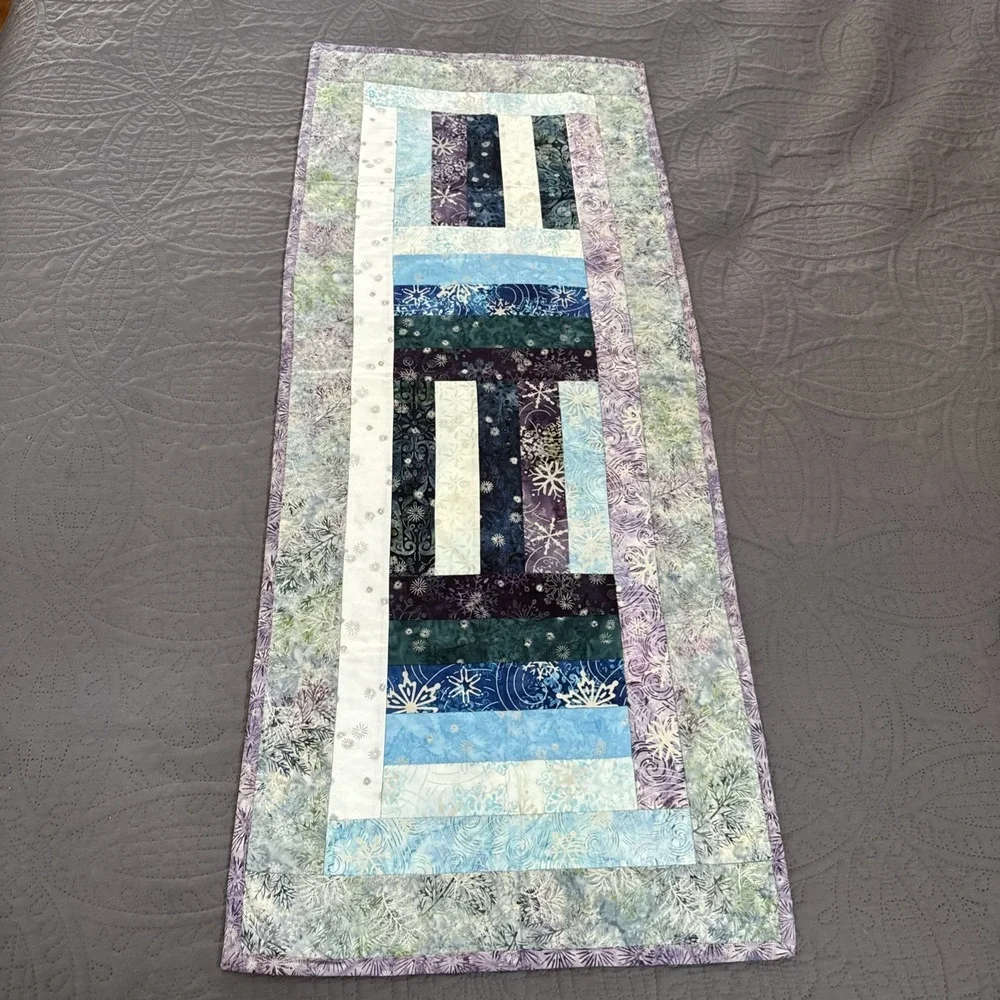 Hand Made Quilted Table Runner Topper Mat ~Multi color Batiks ~20.5x 50